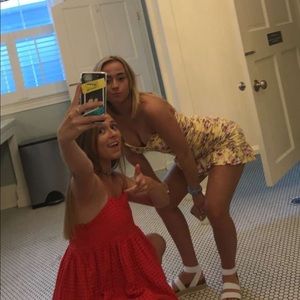 Strapless yellow dress!